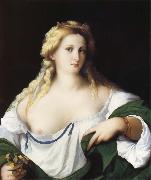 Palma Vecchio Portrait of a Young bride as Flora oil on canvas